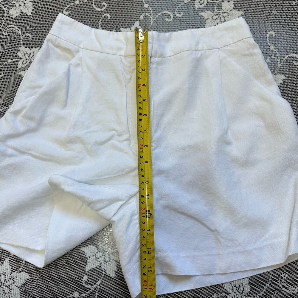 Aritzia Wilfred Fable Linen Blend Mid-Thigh Shorts in White Sz 8 - Picture 8 of 11